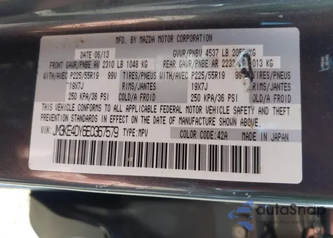 2014 Mazda Cx-5 Grand Touring z USA, uszkodzony, nr VIN JM3KE4DY6E0367579